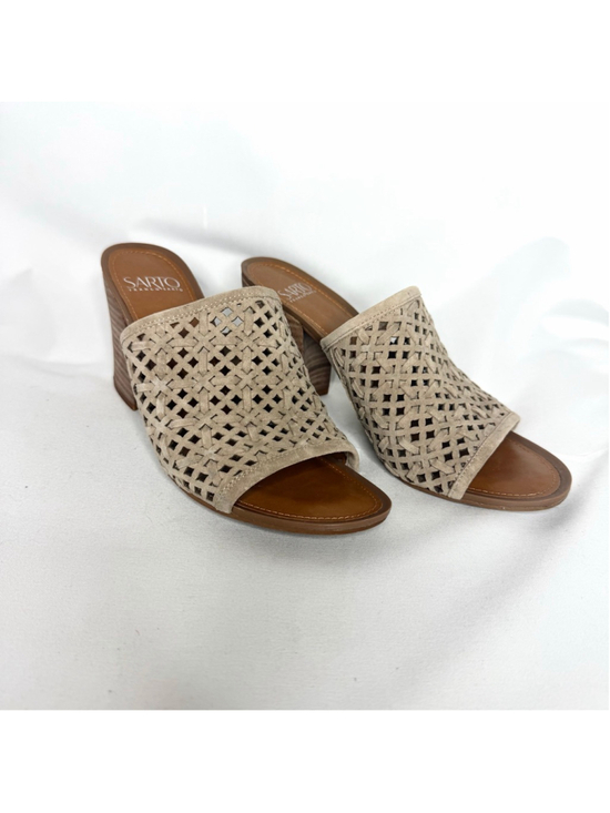 Franco Sarto Shoes - Women's Franco Sarto Beige Woven Open Toe Heeled Sandals Size 7.5